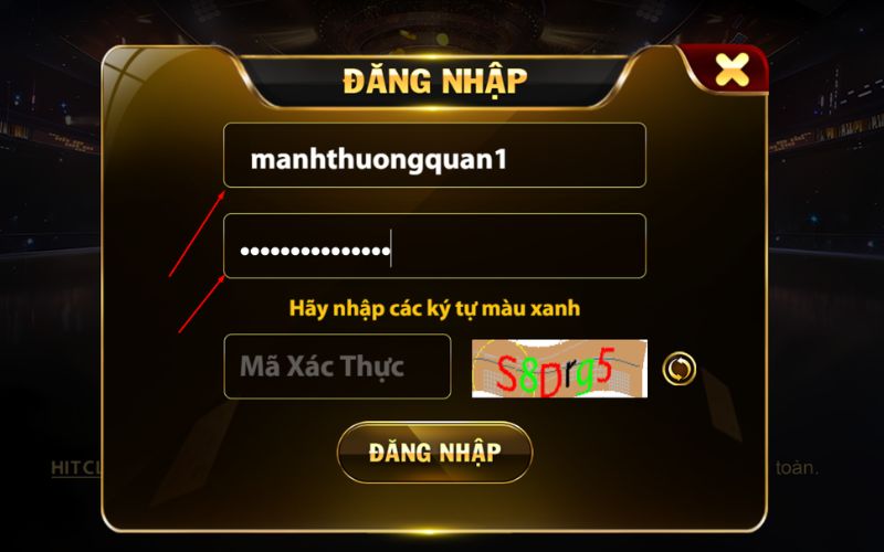 Giao diện đăng nhập HitClub
