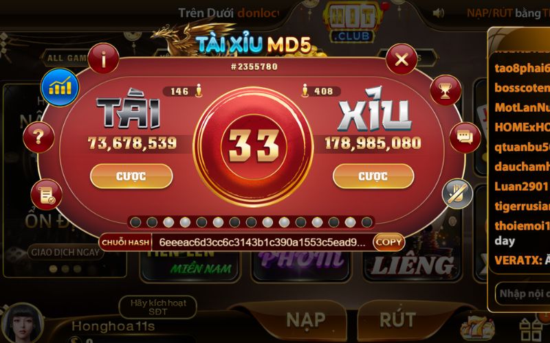 tài xỉu md5 game huyền thoại có mặt tại Hitclub
