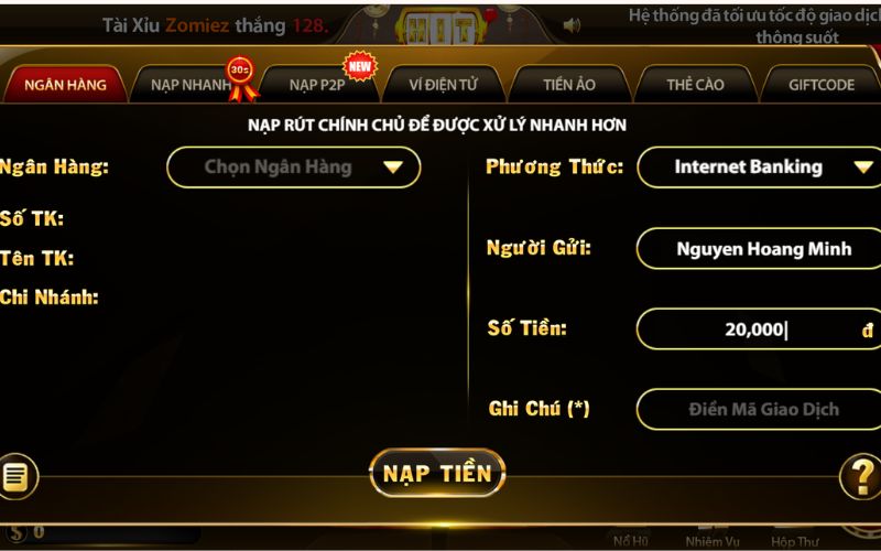 Nạp tiền HitClub nhanh chóng